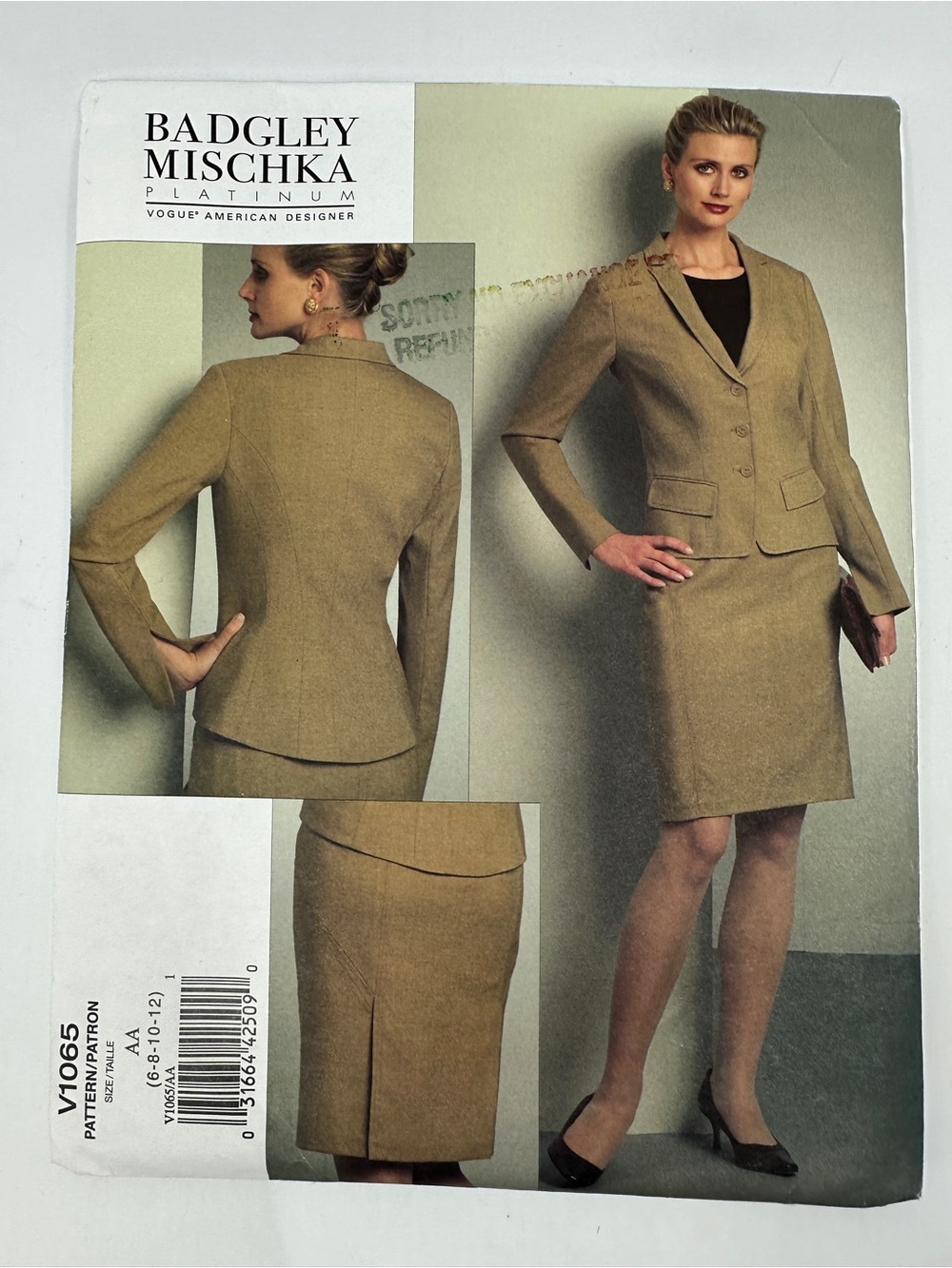Vogue American Designer Badgley Mischka Lined Jacket And Pants Pattern V1065